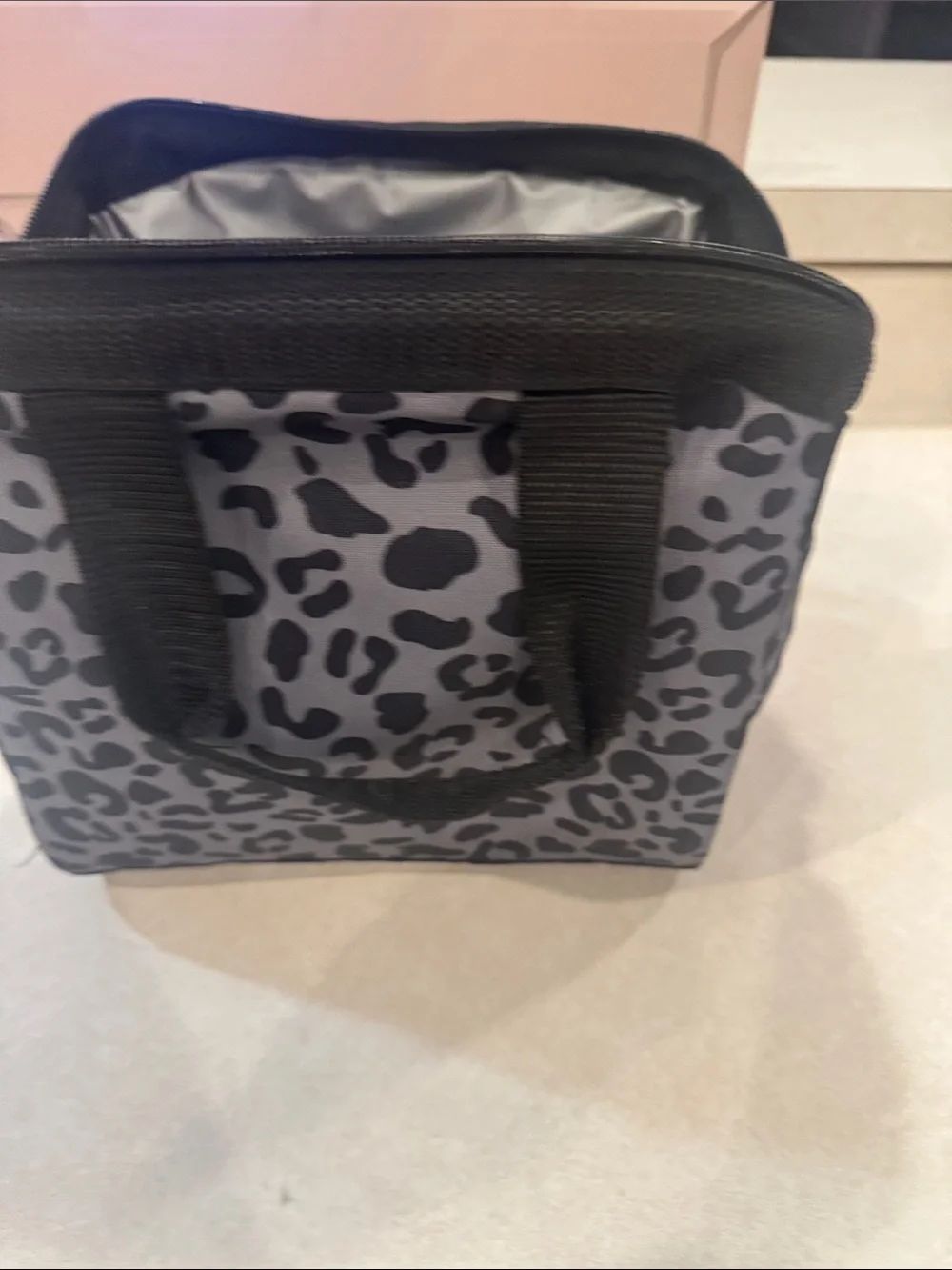 Fit + Fresh Gray Leopard Print Insulated Lunch Tote